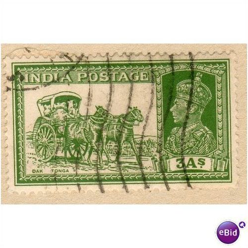 India 1937 - SG 253 - KGV1 3a Dak Tonga green - used