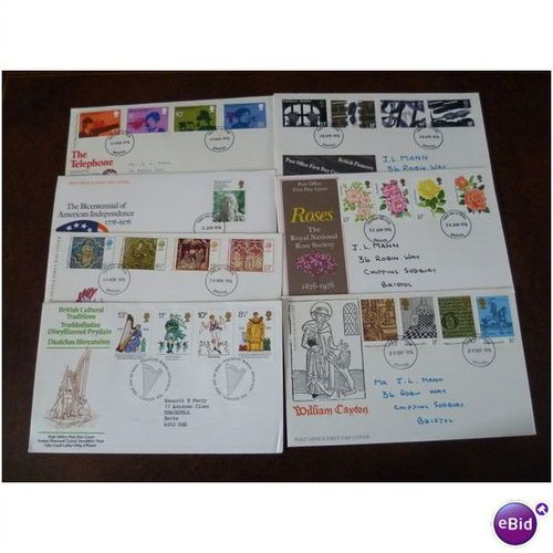 1976 GB Collection year set of 7 PO First Day Covers FDI stamps