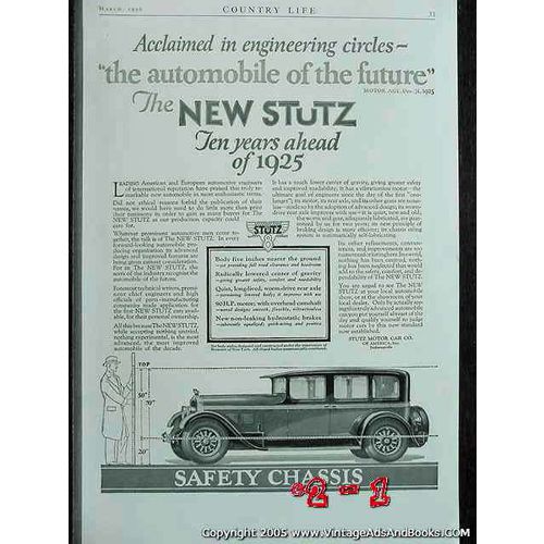 STUTZ MOTOR CAR COMPANY 1926 New Stutz Ten Years Ahead car vintage ad