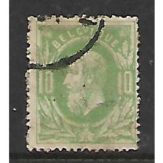 BELGIUM 1869 LEOPOLD II 10c GREEN SG 50 FINE USED#