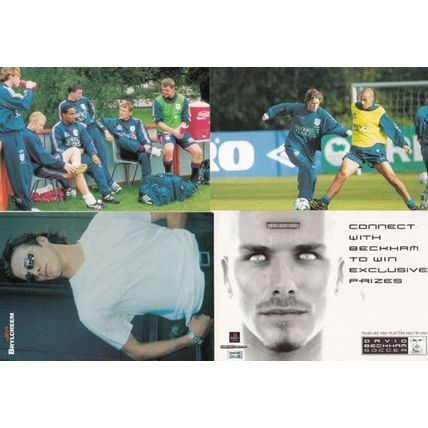 David Beckham & 1998 England International Team 4x Postcard Photo s
