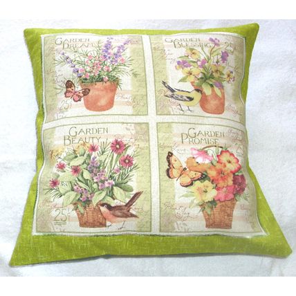 Pretty flowers, butterflies and birds in the garden cushion pillow