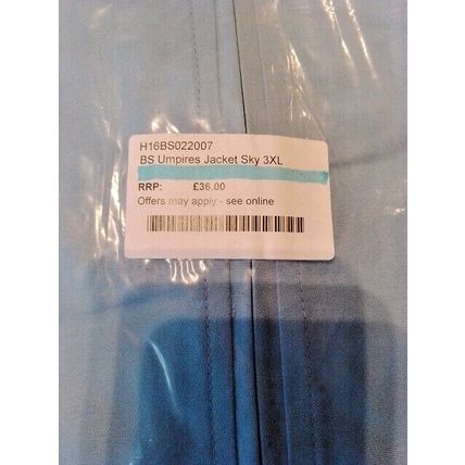 Barrington Sports 3XL Umpires Jacket Light Sky Blue Men's - Full Length Zip