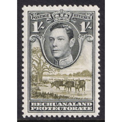 Bechuanaland KGVI 1938-52 1s Grey-Black Olive Green Cattle SG125a Mint MH
