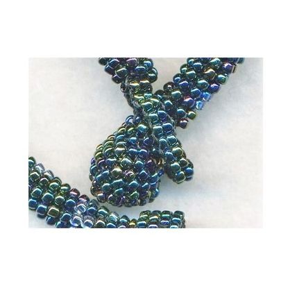 Black Rainbow Bead Crochet Rope Choker Paua Shell Pendant 1