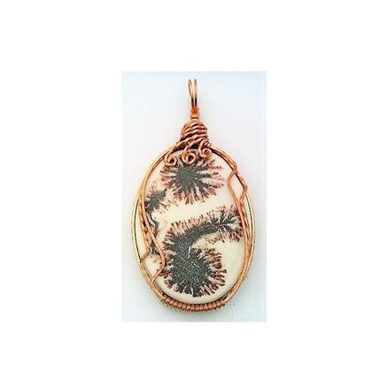 Iron Oxide Porcelain Copper Wire Wrap Pendant 2