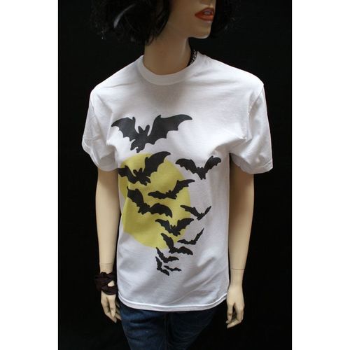 Bats Goth Horror T shirt White Unisex Grunge Psychobilly Death Graphic Shirt M