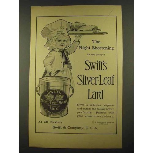 1912 Swift's Silver-Leaf Lard Ad - Swift's Little Cook