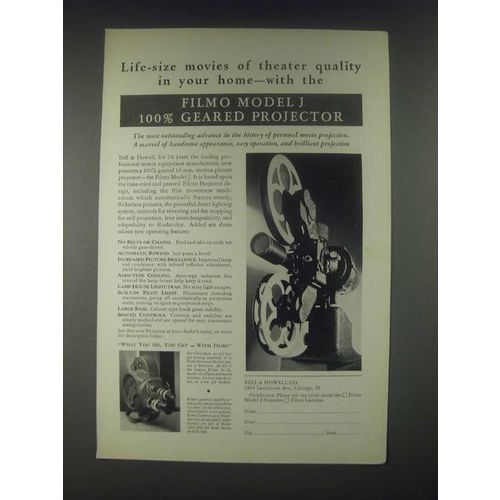 1931 Bell & Howell Filmo Model J Projector Ad - Theater Quality