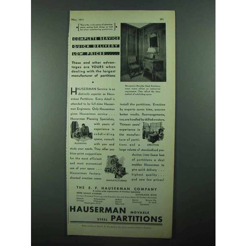 1931 Hauserman Partitions Ad - Complete Service