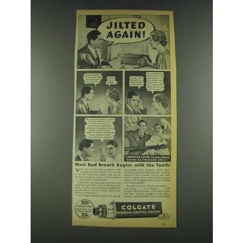 1936 Colgate Ribbon Dental Cream Ad - Jilted Again