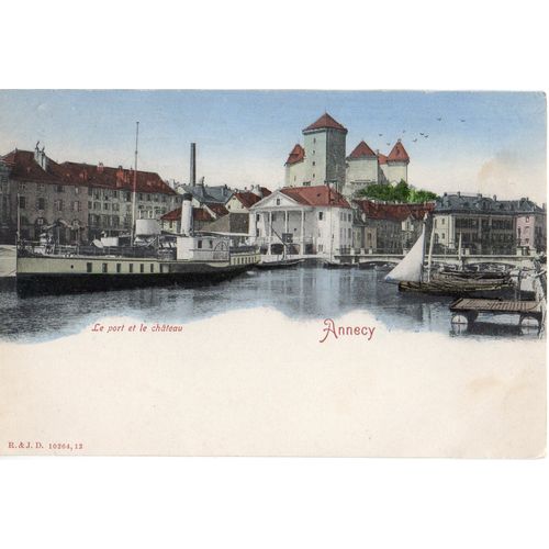 C Burnod Postcard le Port et le Chateau Annecy