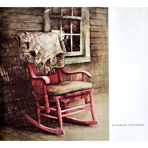 Hubert Shuptrine Porch Rocker Original Print Rustic Wooden Porch Farmhouse decor