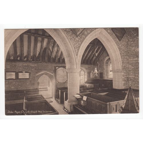 Gray's Pew in Corner Stoke Poges Church Buckinghamshire Postcard