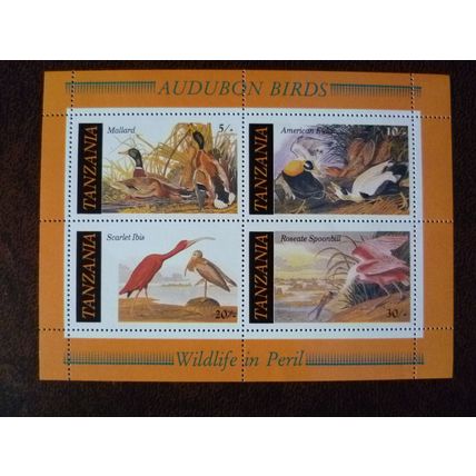 Tanzania 1986 Audubon Birds Wildlife in Peril mint miniature sheet stamps ibis