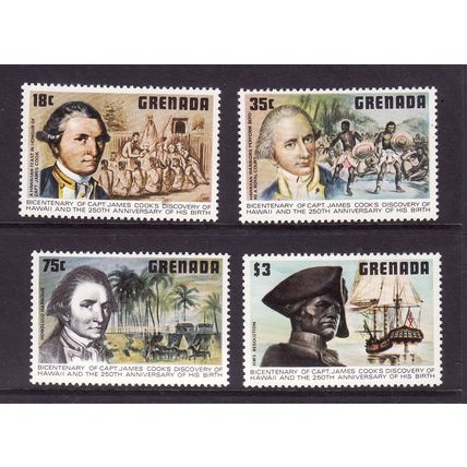 GRENADA 1978 CAPT COOK SG 970 / 973 SET 4 VALS U/M MINT #2