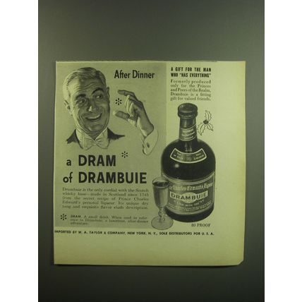 1948 Drambuie Liqueur Ad - After Dinner A gift for the man who has everything