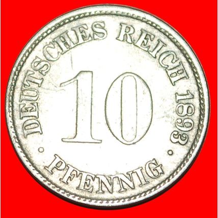 EAGLE (1880-1916): GERMANY ★ 10 PFENNIG 1893G! UNCOMMON★LOW START★NO RESERVE!