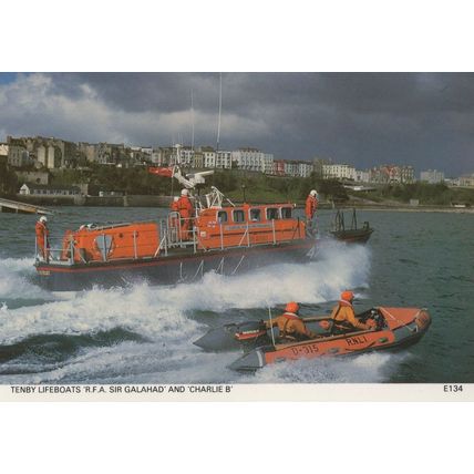 Tenby Lifeboats Ship Rough Sea Postcard