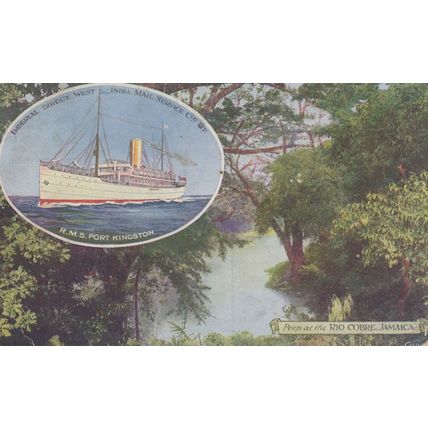 RMS Port Kingston India Mail Ship Jamaica Old Postcard