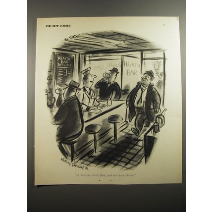 1954 Cartoon by Whitney Darrow, Jr. - Across the street, Bud, and two doors