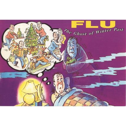 Milton Keynes Scrooge Flu Jab 1990s Advertising Comic Bucks Postcard