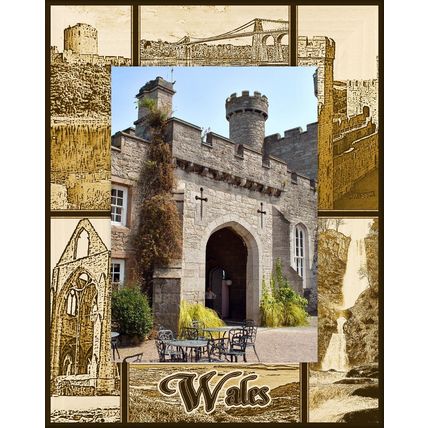 Wales Laser Engraved Wood Picture Frame Portrait (3 x 5)