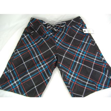 New Mens 30 Lost Brasko Black Plaid Surf Swim Suit Board Shorts $46