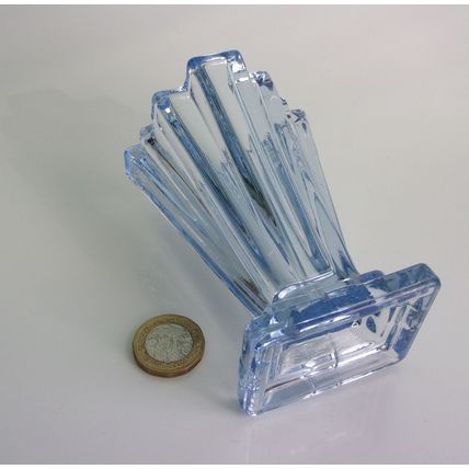 Bagley Art Deco Blue Glass Grantham Vase, Small Size.