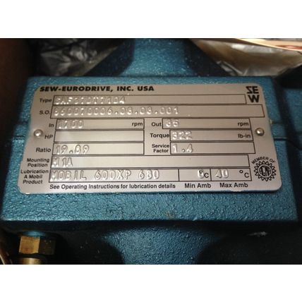 new SEW-EURODRIVE SAF37DT71D4 AC GEARMOTOR,19.89:1 RATIO,DFT71D4,K19,EY