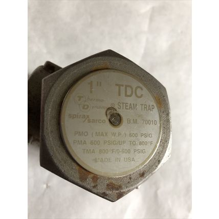 1" SPIRAX SARCO TDC STEAM TRAP THERMO-DYNAMIC,SPIRAX SARCO B.M. 70010,1” TDC,BT