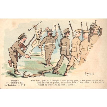 Tommy In Military Parade Training Soldier Old Comic Postcard