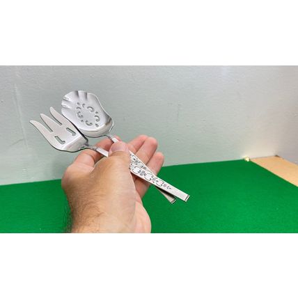 Pierced Serving Spoon and Fork, Stainless, Vintage Silverware, Gift for Mother,