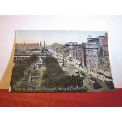 PRINCES STREET looking west, EDINBURGH. unused antique postcard dated 1917 =