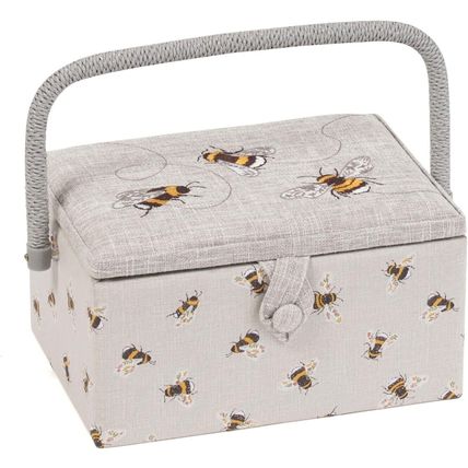 HobbyGift Medium Sewing Box (Embroidered) - Bee Design - High Quality Storage