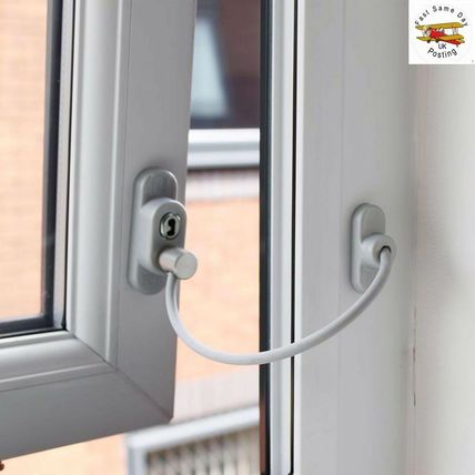 White Window Door Restrictor Safety Locking UPVC Child Baby Security Wire Cable