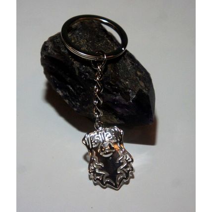 AUSTRALIAN SHEPHERD DOG KEY RING WITH KEY CHAIN & VELVET GIFT BAG