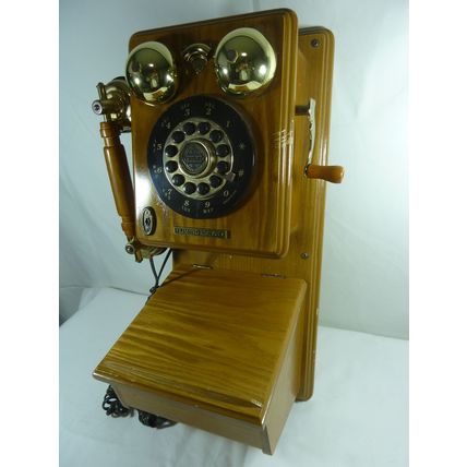 Crosley CR91W Solid Oak Home Telephone Phone Wall Mount Replica Rotary WORKS*