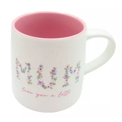 Mum Mug Love You a Latte Ceramic Floral & Pink Inside 9 CM Mothers Day Tableware
