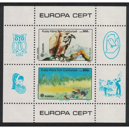 Turkish Cyprus Birds Vulture Nature Protection MS 1986 MNH SG#MS187