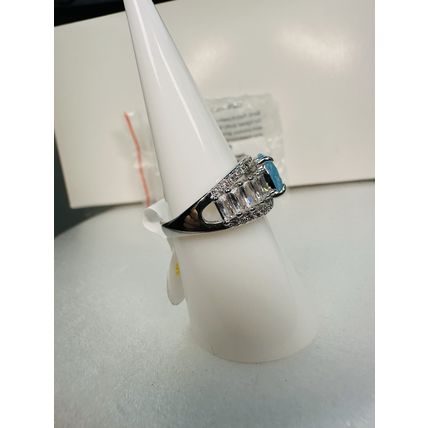 NIB Bomb Party Sz7 RG69981 Cant Hold Me Down LC Aquamarine Ice Crystal Rhodium P