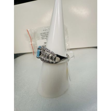 NIB Bomb Party Sz7 RG69981 Cant Hold Me Down LC Aquamarine Ice Crystal Rhodium P