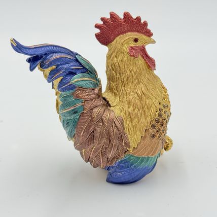 Vintage Rucinni Rooster Trinket Box Jeweled With Swarovski Crystals Original Box