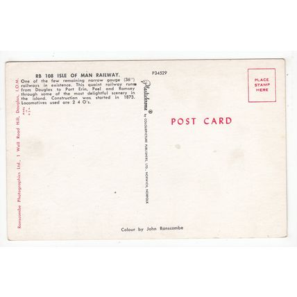 Isle of Man Railway IOM Postcard RB 108