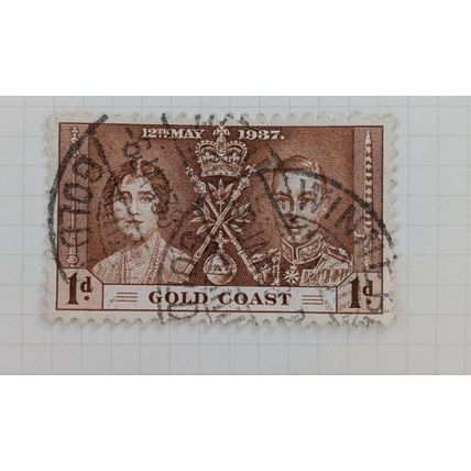 Gold Coast Postage Stamp, 1937, 1d, Coronation, Used Hinged
