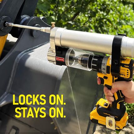 Electric Grease Gun Drill Adapter with 14 OZ Load, Locking Grease Gun Coupler, 1