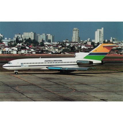 Aircraft postcard Aero-Brasil Boeing B-727, PT-TYK. Unposted