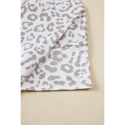 Brown Leopard Print V Neck Plus Size T Shirt