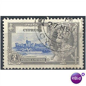 Cyprus 1935 SG144 3/4 Piastre Ultramarine & Grey Silver Jubilee Fine Used.