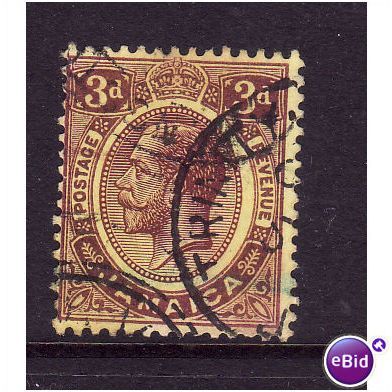 JAMAICA 1912 SG62 3d PURPLE YELLOW FINE USED